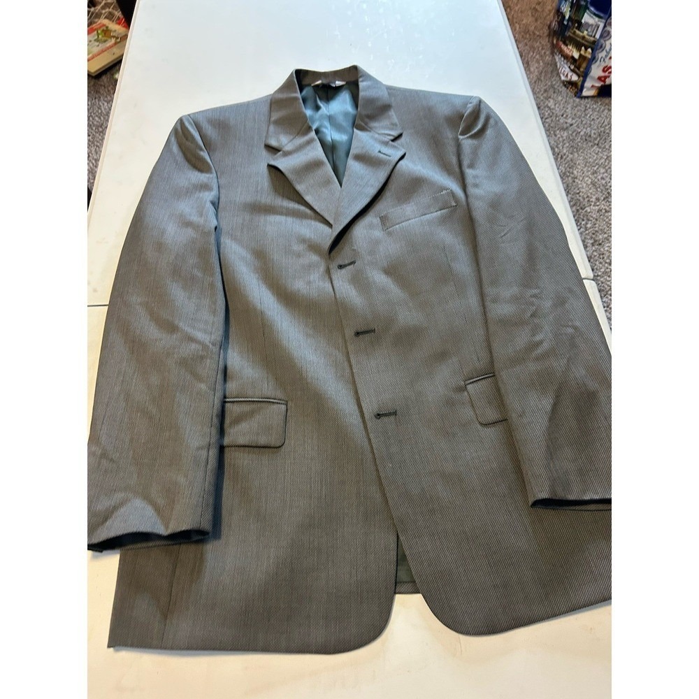 Claiborne Men's Sport Coat Size 42R Gray with White Threading Blazer Jacket